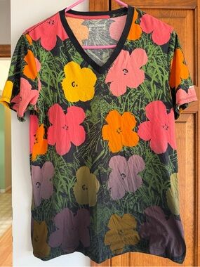 Andy Warhol Converse V-Neck Floral Oversized T-Shirt Women’s S Small